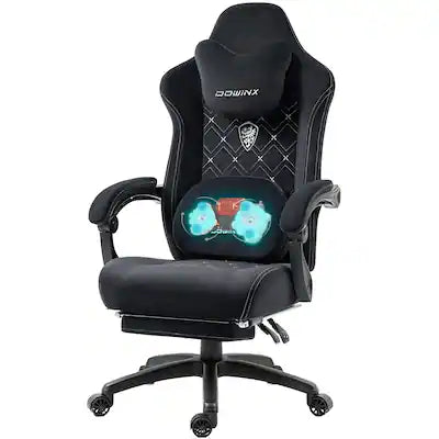 Dowinx - Gaming Chair Fabric Wide Back Breathable, Big & Tall Ergonomic Game Chair with Heated Massage Lumbar Support for Adults