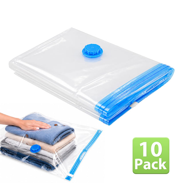 Front. Garnen - 10x Vacuum Storage Bag 16"x24", Vacuum Seal Bags for Clothing, Small Vacuum Bags for Clothes Sweaters, Compression Bags - Clear.
