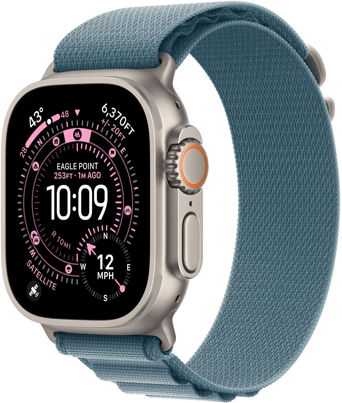 Apple Watch Ultra 3 (GPS+Cellular) 49mm Titanium Case with Light Blue Alpine Loop - Small - Natural (Verizon) - (2025)