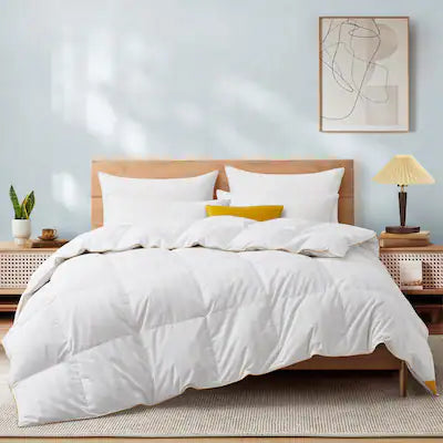 Puredown - All Season Goose Down Comforter Duvet Insert with 100% Cotton Cover - Full