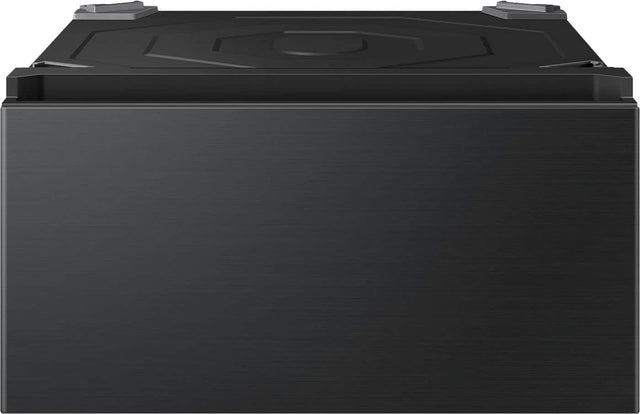 Front. Samsung - Bespoke AI All-in-One Washer/Dryer Laundry Pedestal with Storage Drawer - Brushed Black.