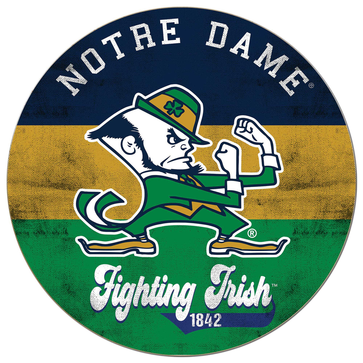 Jardine - Notre Dame Fighting Irish 20'' x 20'' Retro Logo Circle Sign - Navy