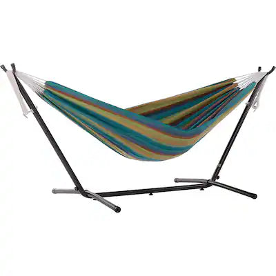 Vivere - Brazilian Style Sunbrella Outdoor Double Hammock with Steel Stand