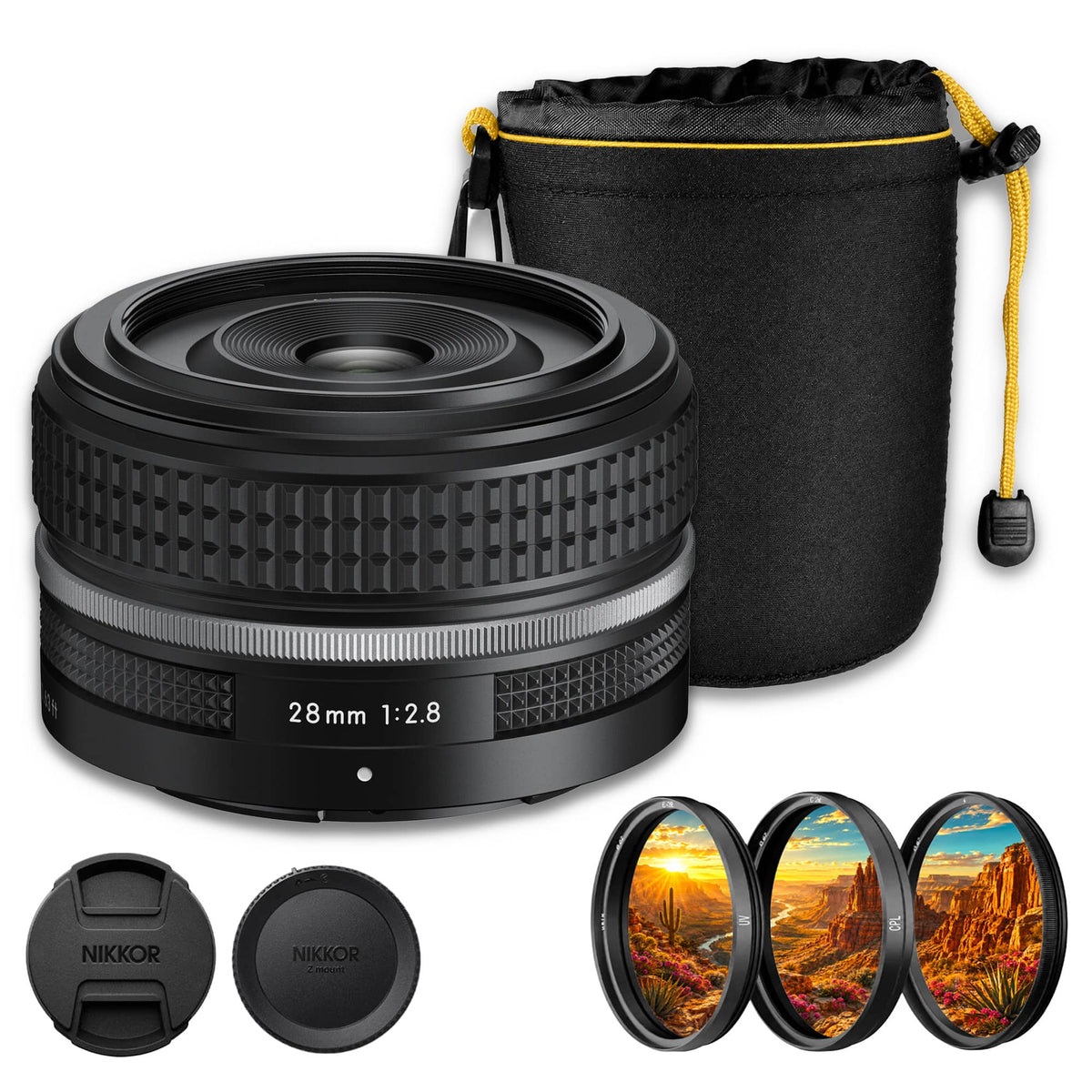 Nikon - NIKKOR Z 28mm f/2.8 (SE) Lens 3-Piece Bundle with Lens Pouch