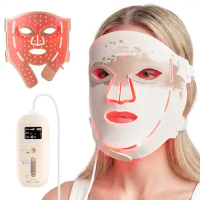 Renpho - Red Light Therapy Mask for Face, 324 LEDs & 3 Light Modes, 850NM Infrared Portable Face Mask with Remote at Home