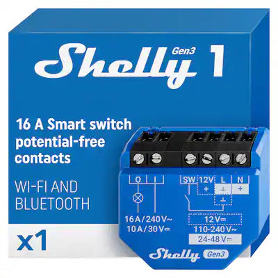 Shelly - 1 Gen3 16A Dry Contact Smart Relay (Wi-Fi & Matter)