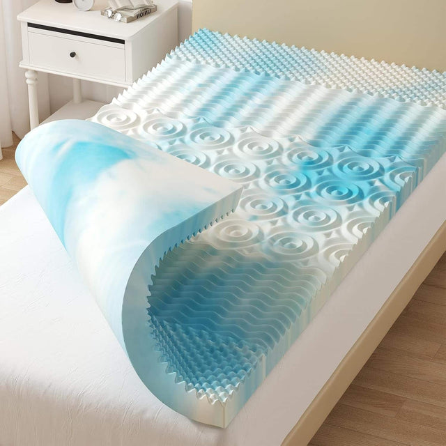 Front. Anysun - 4" Twin Memory Foam Mattress with Cooling Gel - Pressure Relieving - Blue.