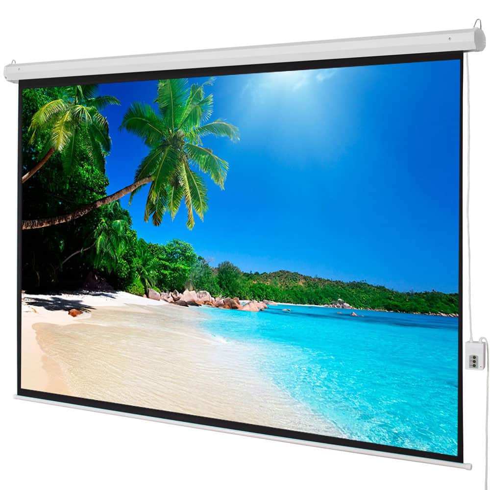 Winado - 100" 4:3 Foldable Electric Motorized Projector Screen HD Theater w/Remote HD Screen for Home Theater Office Classroom - Matte White