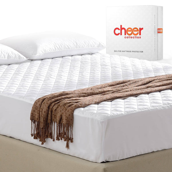 Cheer Collection - Quilted Mattress Pad with Deep Pockets - Premium, Comfortable Cover & Topper, Full Size - White