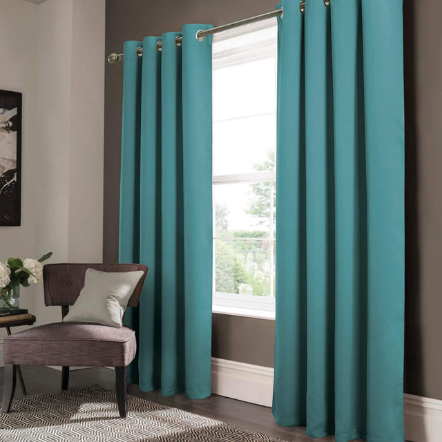 Front. RT Designers Collection - RT Designers Collection Anchorage Blackout Grommet Curtain Panel 54" x 84" Turquoise - Turquoise.