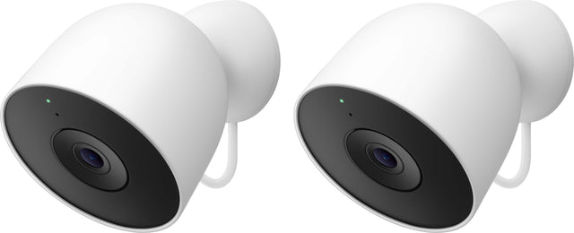 Front. Google - Nest Cam Outdoor (wired, 2nd gen) - 2K Video and Gemini - 2-Pack - Snow.