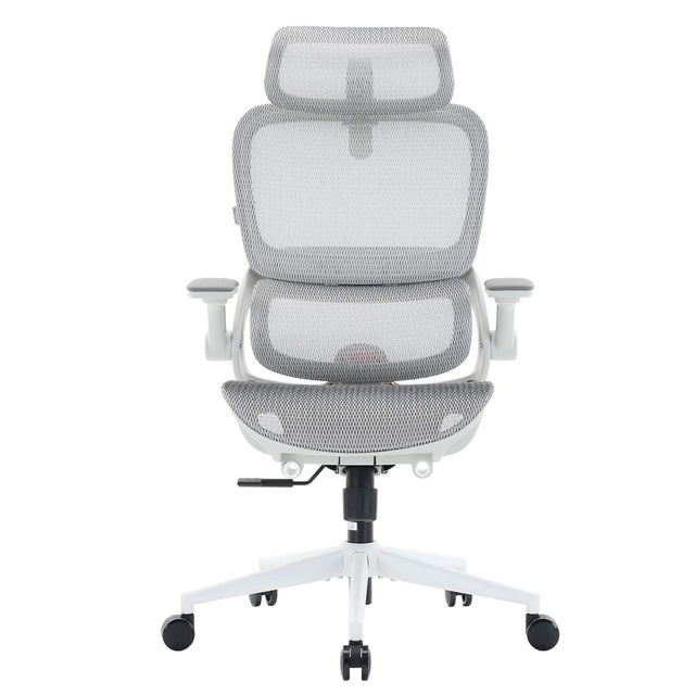 Front. SIHOO - B100 Pro Ergonomic Office Chair, Desk Chair With Adaptive Elastic Lumbar Support, 3D Ultra-Wide Headrest, 4D Arms - White.