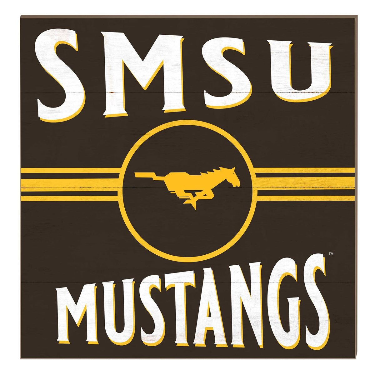 Jardine - Southwest Minnesota State Mustangs 10" x 10" Retro Team Sign - Brown