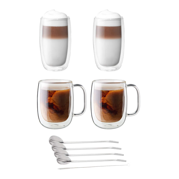 ZWILLING - Sorrento Double-Wall Coffee and Beverage 9-pc Glassware Set - Clear