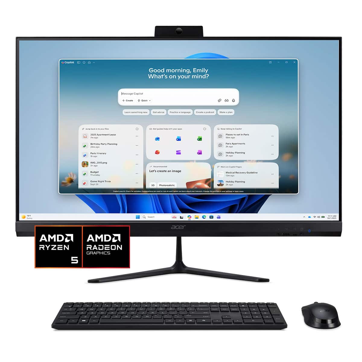 Acer - Aspire C27B AIO Desktop - 27" Full HD 144Hz Display 2k- AMD 10 Series - 16GB Memory - Storage 512GB SSD - Black