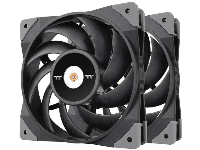 Front. Thermaltake - Thermaltake TOUGHFAN 14 140mm PWM Fan (2 Pack) - 500-2000 RPM, High Static Pressure, Anti-Vibration Mount - Black.
