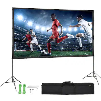 VEVOR - Projector Screen with Stand, 120 inch 16:9 4K 1080 HD Outdoor Movie Screen with Stand, Wrinkle-Free Projection Screen
