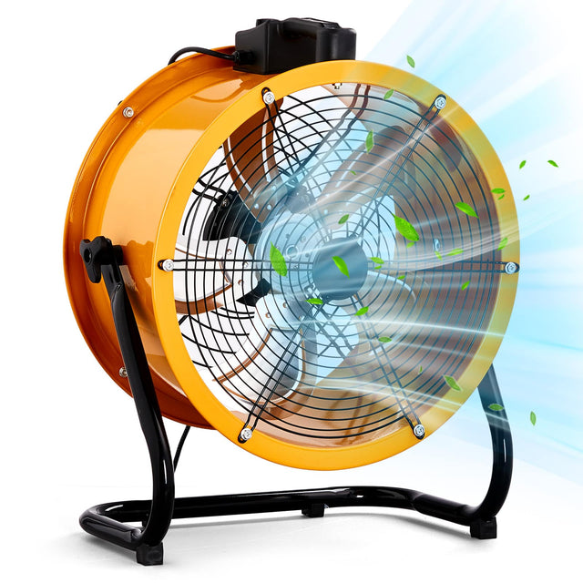 Front. Winado - 16 Inch High Velocity Drum Fan, Industrial Metal Floor Fan with Handle, Heavy Duty, 4-Speeds, Air Circulator Fan - Orange.