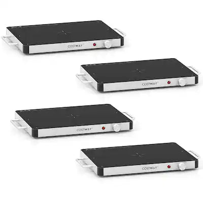 Costway - 4PCS 16" x 12" Electric Warming Tray Tempered Glass Food Warmer with Anti-Scalding Handles