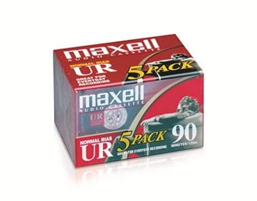 Maxell - 108562 UR-90 5PK Normal Bias Audio Cassettes 90 Minute With Cases 5 Pack - AUDIO CASSETTE - Multicolor