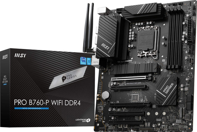 Front. MSI - PRO B760-P WIFI DDR4 (Socket 1700) USB 3.2 Intel Motherboard - Black.