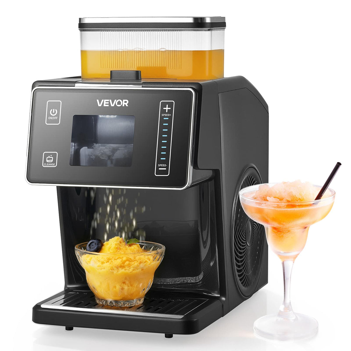 VEVOR - Snowflake Ice Machine, 44LBS/24H Snowflake Ice Maker, Ice-Shaver Machine with Stainless Steel Blade, Electric Snow Cone - Black