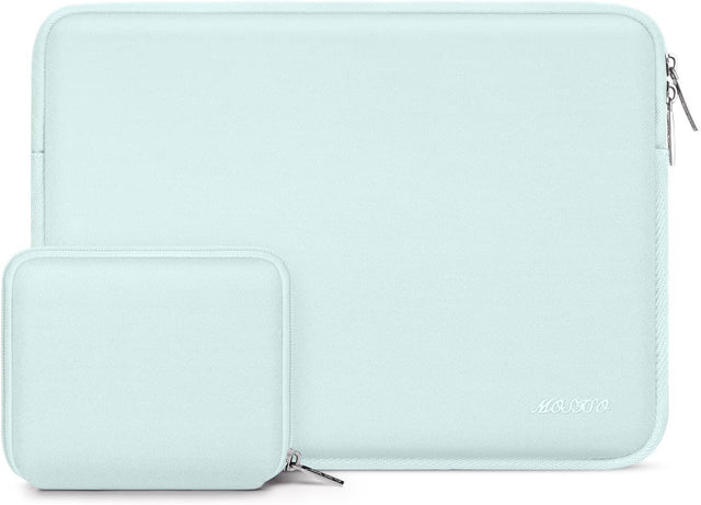 Front. mosiso - 13-13.3 inch Laptop Sleeve Bag for MacBook Air Pro 13 14 HP Dell ASUS Lenovo, Neoprene Computer Sleeve with Small Case - Ice Green.