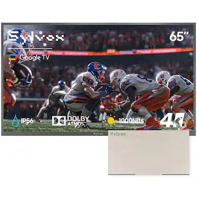 Sylvox - 65" Outdoor TV with TV Cover, 1000nits Google Smart TV, IP56 Waterproof Partial Sun Outside TV(Deck Pro3.0）