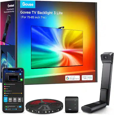 Govee - TV Backlight 3 Lite with Fish-Eye Correction Function Sync to 75-85 Inch TVs, Voice and APP Control, Adapter