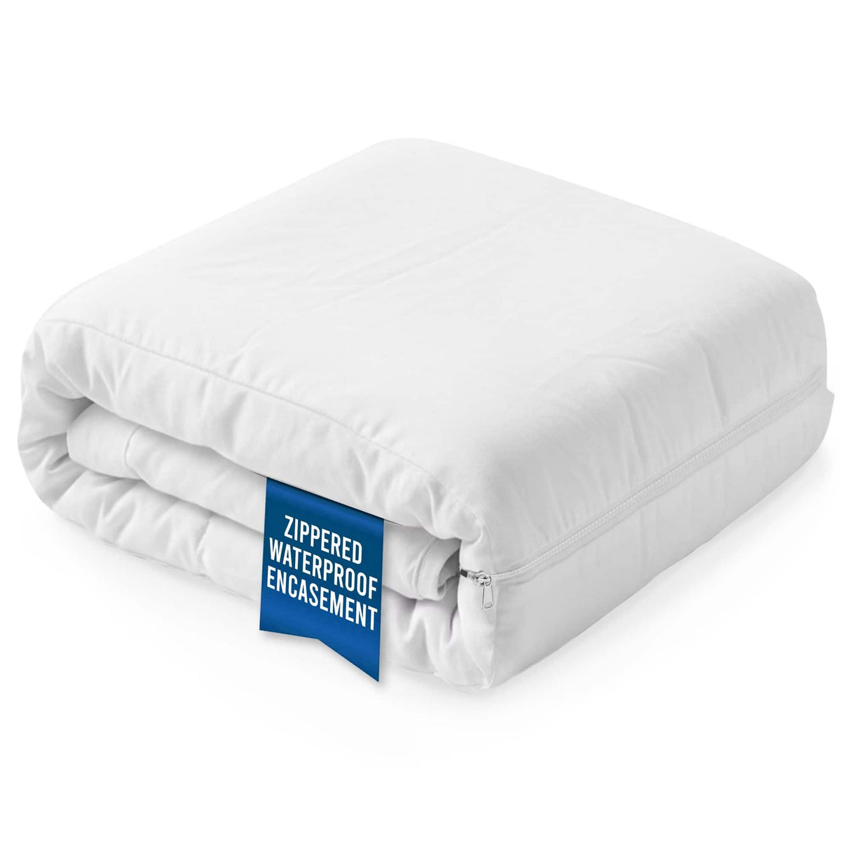 Comfety - Mattress Encasement, Zippered Mattress Protector, Breathable, Noiseless Mattress Cover - Queen - White