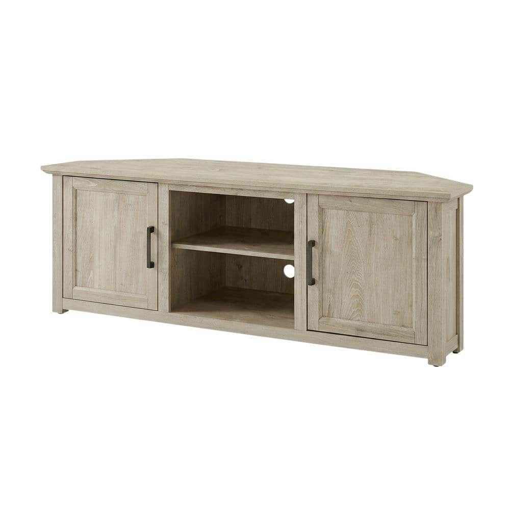 FurniFact - Corner TV stand for 65+ inch TVs in classic wood finish with ample storage space - Black
