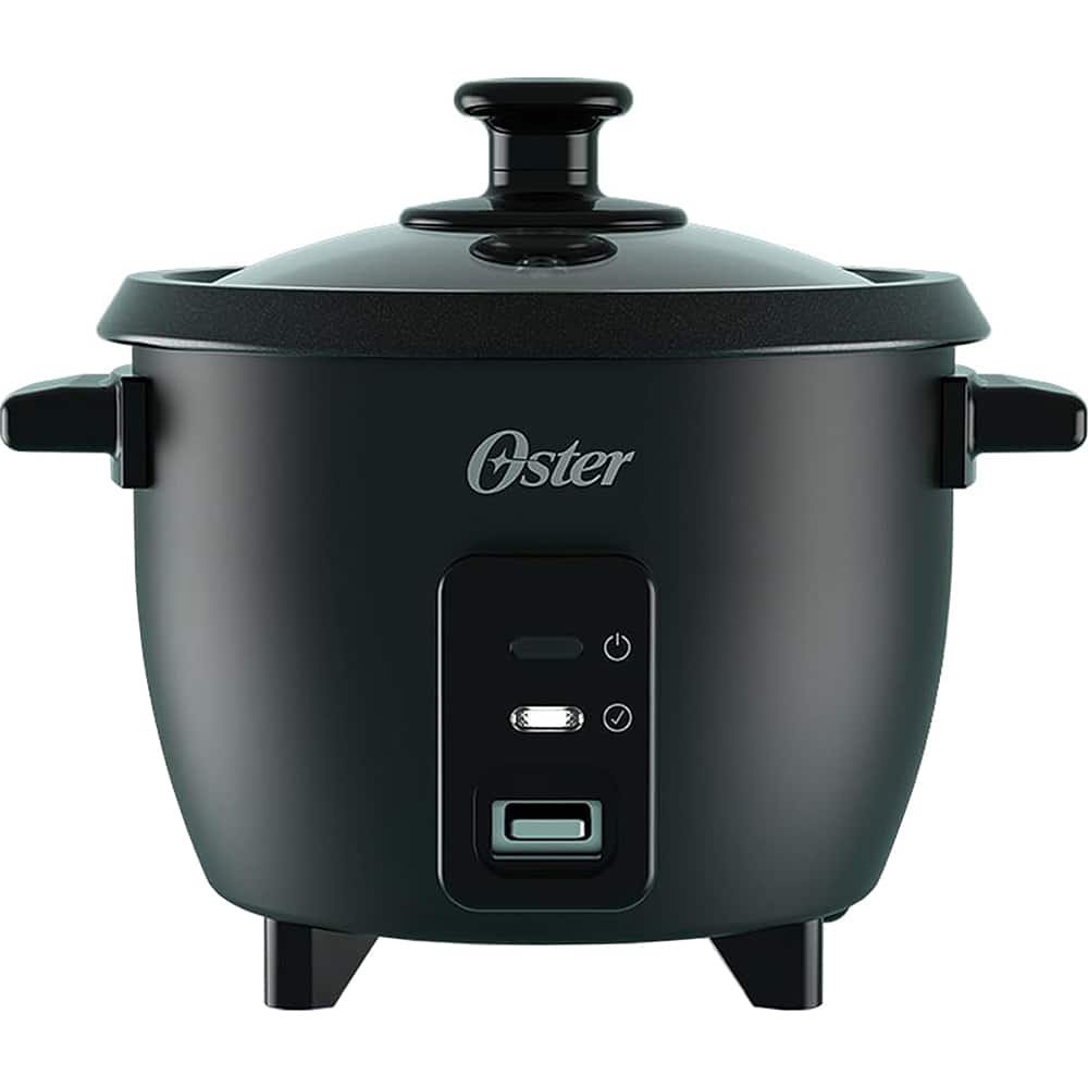 Oster - 6-Cup Electric Rice Cooker with Steamer Tray - Black