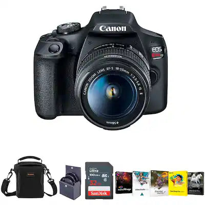 Canon - EOS Rebel T7 DSLR Camera with EF-S 18-55mm f/3.5-5.6 IS II Lens - Bundle With 58mm Filter Kit, Camera Case, Memory