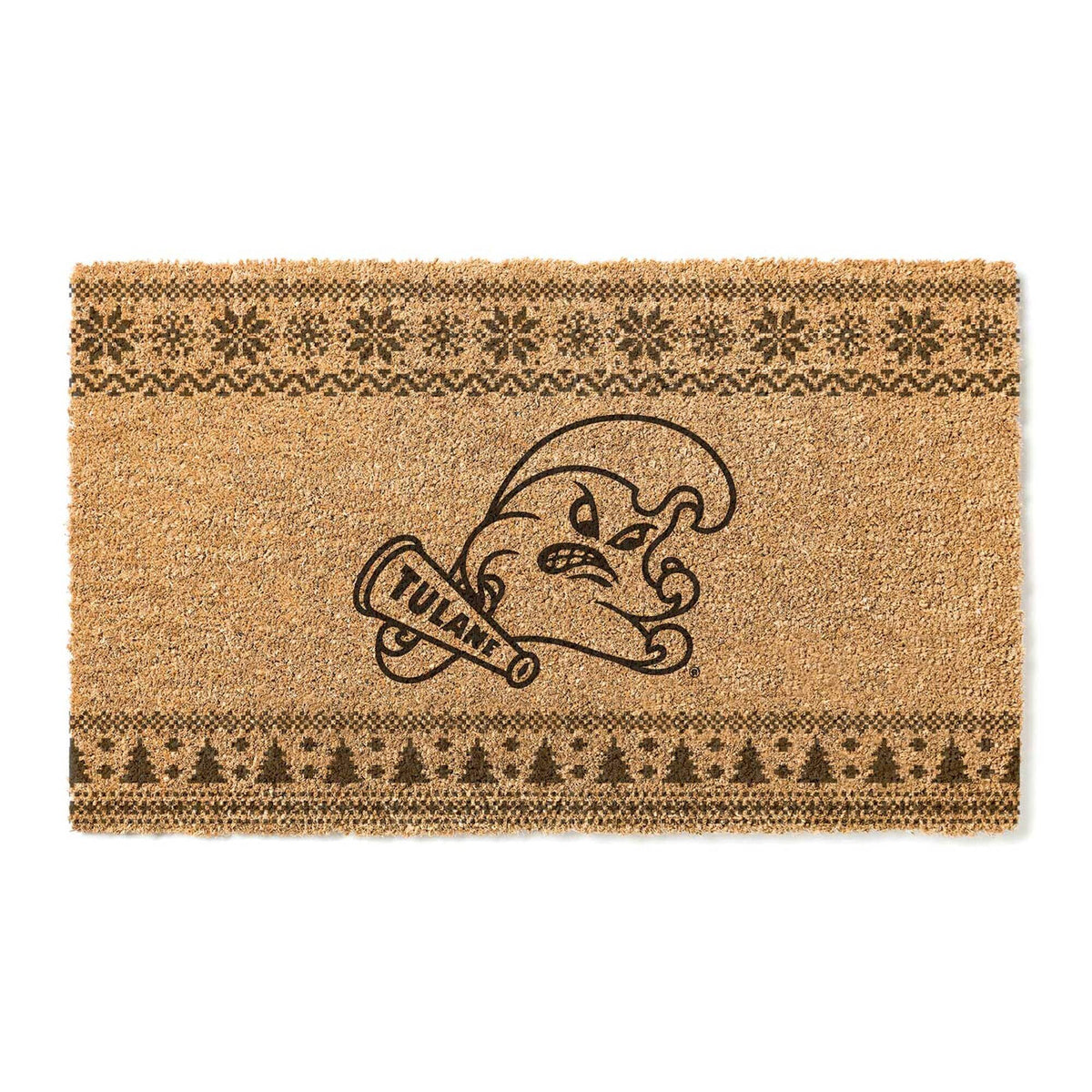 Jardine - Tulane Green Wave 18" x 30" Holiday Coir Doormat - Brown
