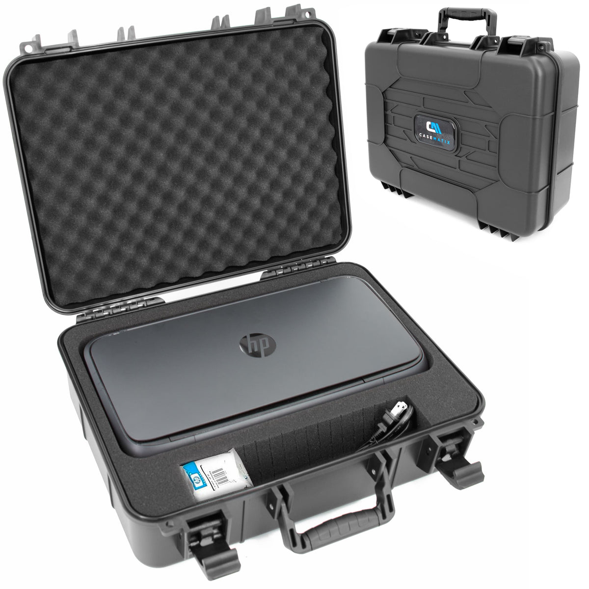 CASEMATIX - Portable Printer Carry Case Compatible with HP Officejet 250 Wireless Mobile Printer or HP 200 Inkjet with Accessories