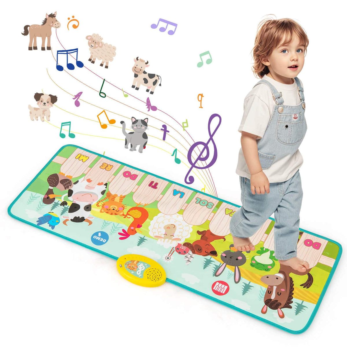 Costway - Floor Piano Mat for Toddlers Baby Musical Touch Dancing Keyboard Play Mat Gift - Multicolor