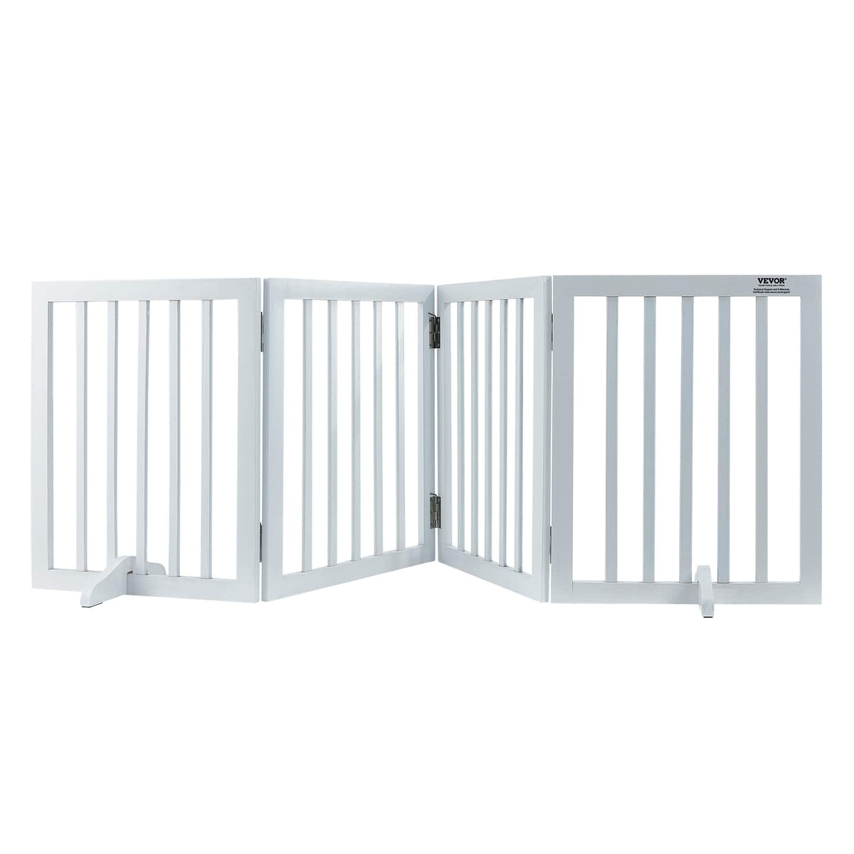 VEVOR - Freestanding Pet Barrier, 24" Height x 80.3" Width, 4-Panel Folding Dog Gate, Expandable and Quiet Foot-Supported