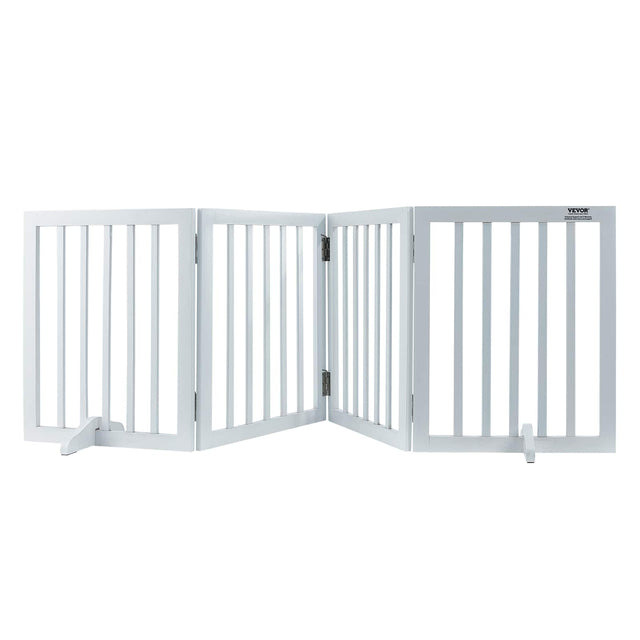 Front. VEVOR - Freestanding Pet Barrier, 24" Height x 80.3" Width, 4-Panel Folding Dog Gate, Expandable and Quiet Foot-Supported.