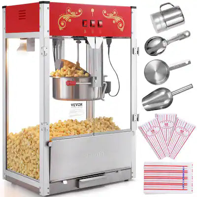 VEVOR - Popcorn Maker, 1615W Popcorn Popper Machine, 16 Oz Kettle Large Capacity Countertop Popcorn Maker with Tempered Glass