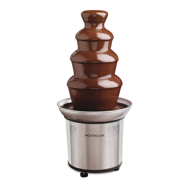 Front. Nostalgia - 4-Tier 2-lb. Stainless Steel Chocolate Fondue Fountain - Stainless Steel.
