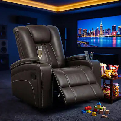 Bestier - 38'' Manual Recliner Chair with Dual Cup Holders and Arm Storage for Living Room and Home Theater