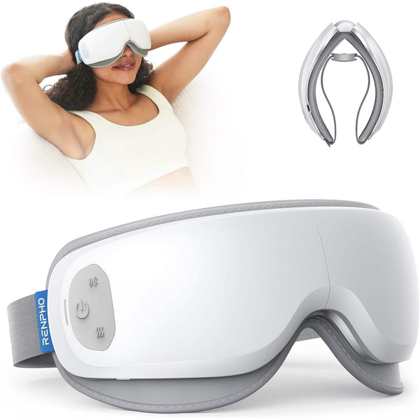 Renpho - Eye Massager with Heat, Ultra-Quiet Lightweight Eye Mask for Migraines & Dry Eyes, Relax Reduce Strain Improve Sleep - White