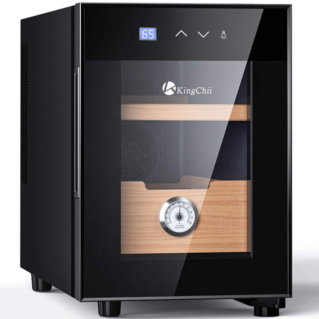 Front. KingChii - KingChii 16L Electric Cigar Humidor, 100-Cigar Cabinet with Temp & Cooling Control - Black.