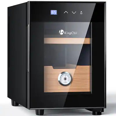 KingChii - 16L Electric Cigar Humidor, 100-Cigar Cabinet with Temp & Cooling Control