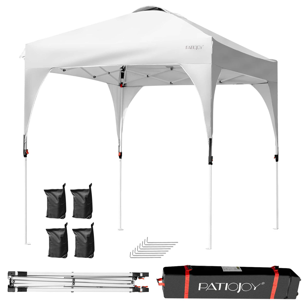 Costway - 6.6x6.6 FT Pop up Canopy Tent Shelter Height Adjustable w/ Roller Bag - White