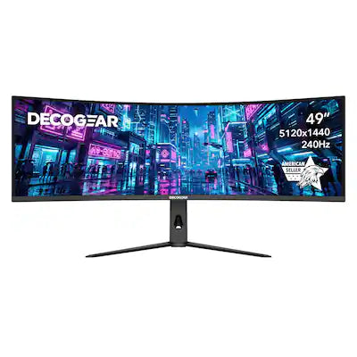 Deco Gear - 49" Curved Super Ultrawide Dual QHD 240Hz 5120x1440 DQHD 32:9 HDR R1000 Gaming Monitor