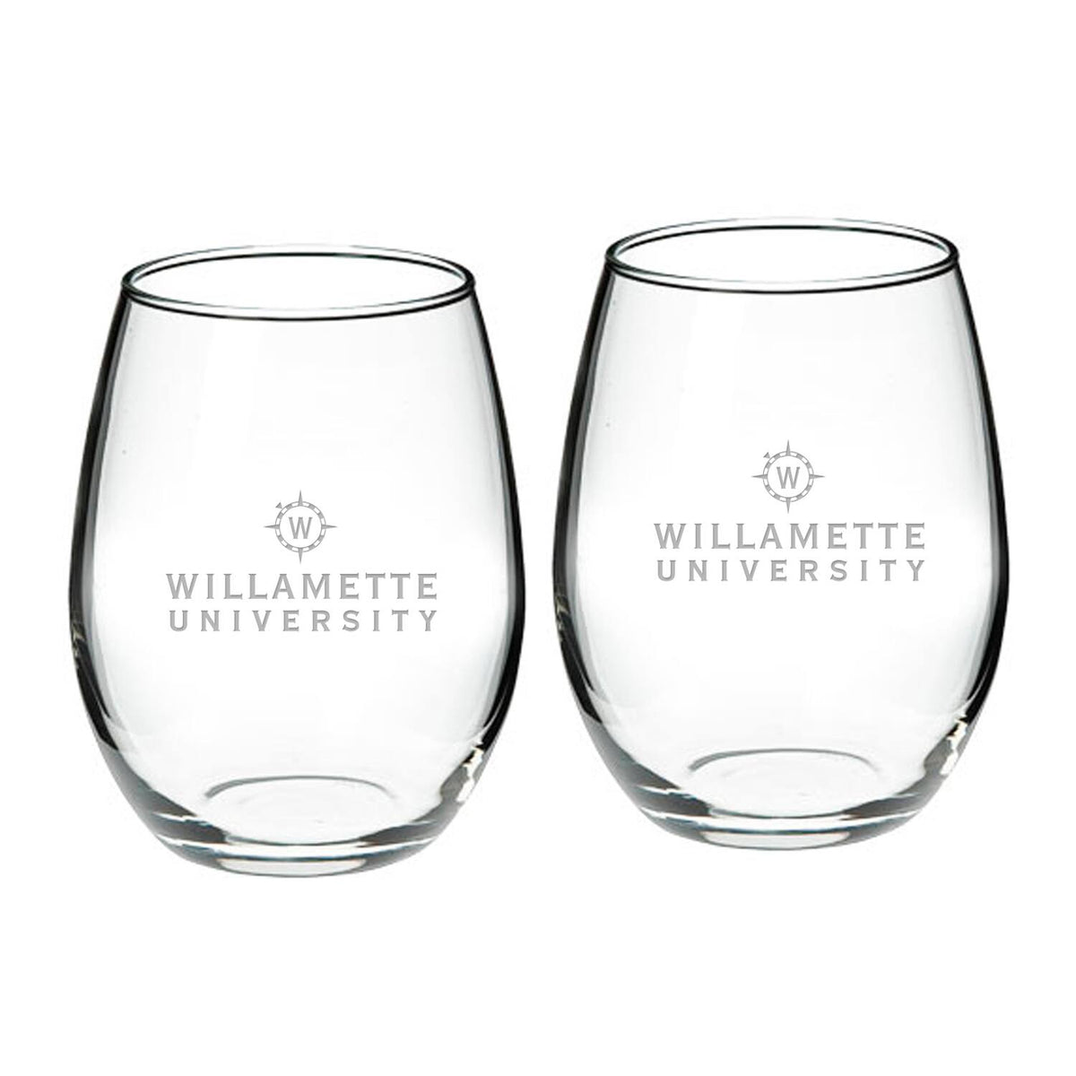 Jardine - Willamette Bearcats 21oz. 2-Piece Stemless Wine Glass Set - Multicolor