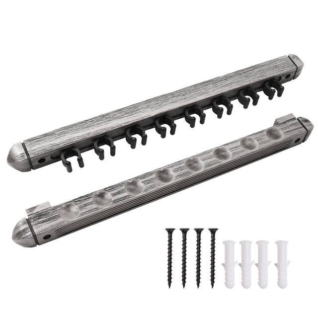 Front. GSE Games & Sports Expert - 2-Piece Wood 8 Billiard Pool Cue Rack Wall Mounted Holders, Pool Cue Wall Rack Set - Brushed Grey - Brushed Grey.