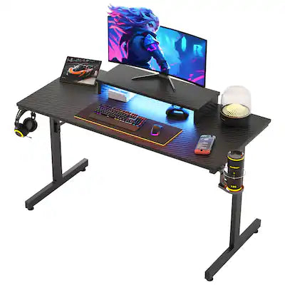 Bestier - 42-inch Gaming Desk with RGB Lights, Ergonomic Monitor Stand & Accessory Hooks