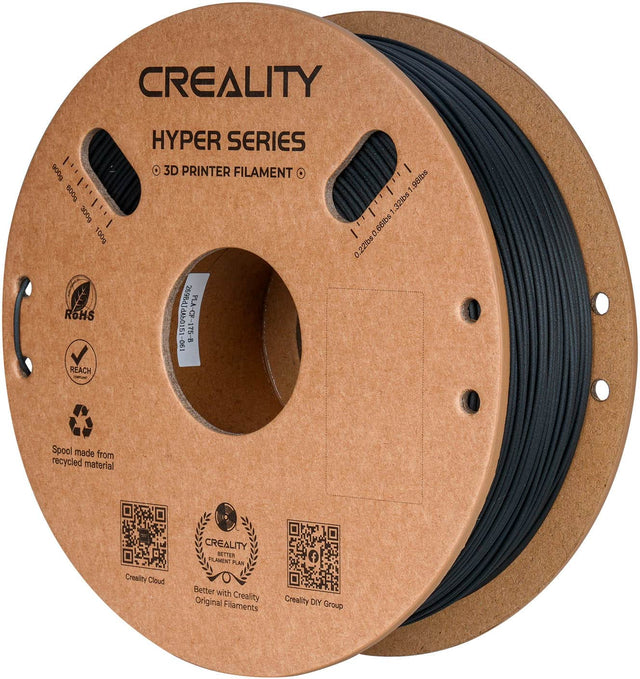 Creality Hyper Series 3D Printer Filament. 300g - 6lbs. 100g. 22lbs. 26984 RoHS. 26984J4Ab0151-061 PLA-CP-175-B. 190g. Recycled material. Creality Cloud. Creality Netter Filament. Better with Original Creality Filaments. Creality DIY Group.